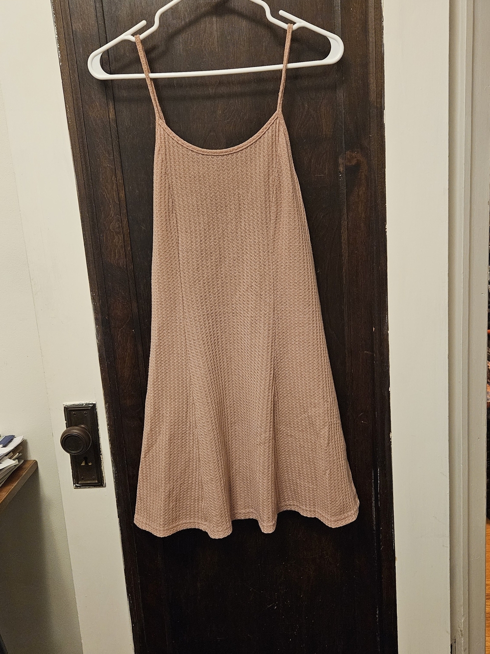 Women's Waffle Knit Slip Lounge Dress - Blush